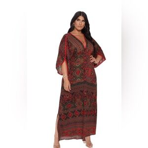 Fashion Nova Red and Black Maxi Dress